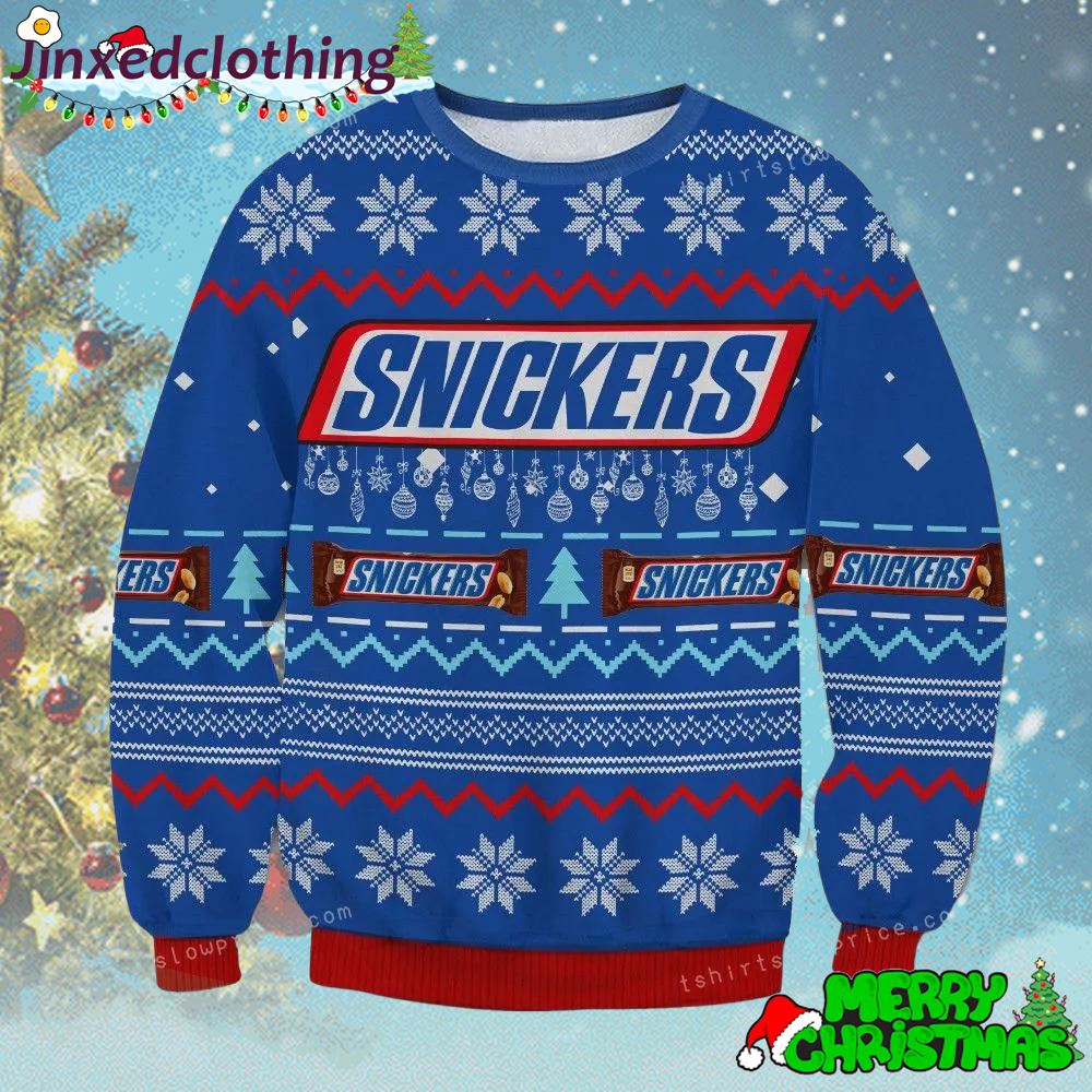 Snickers Chocolate Bar Funny Ugly Christmas Sweater Xmas Party 